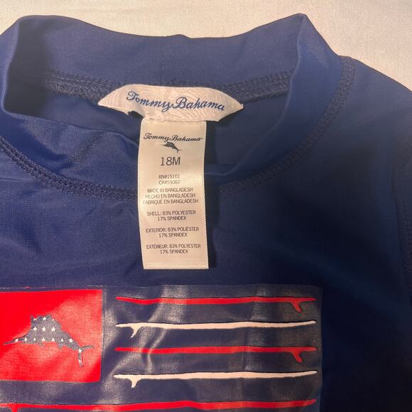 Tommy Bahama Kids American Flag Swim Rash Guard - 18 Months - Picture 3 of 9